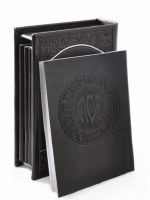 Additional picture of Haggadah Set Holder with 6 Matching Haggadahs Faux Leather Brown Ashkenaz