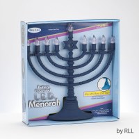 Additional picture of Electric Menorah Cordless LED Blue with Tinted Blue Bulbs