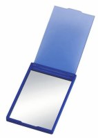 Additional picture of Customizable Plastic Pocket Mirror Bi Fold Blue