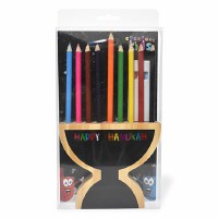 Additional picture of Wooden Pencil Holder Menorah Shape with Colored Pencils and Chalk