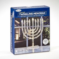LED Twinkling Menorah Battery Operated Clear 8.75 - The Judaica Place