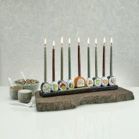 Additional picture of Resin Candle Menorah Hand Painted Sushi Theme