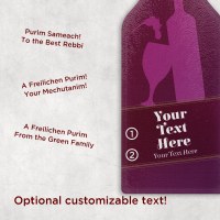 Additional picture of Wine Bottle Mishloach Manos Board Tempered Glass A Freilichen Purim Design