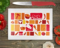 Additional picture of Fleishig Cutting Board Tempered Glass Geometric Meat Design 15" x 11"