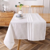 Additional picture of Jacquard Tablecloth White Brushstroke Pattern 70" x 108"