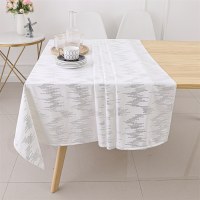 Additional picture of Velvet Tablecloth White Silver Dotted Print 70" x 120"