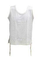 Additional picture of T-shirt Tzitzis Mefoar Size XS (18) Round Neck Ashkenazi Meyuchad Strings White