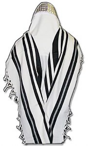 Tallis Kemo Turkish Size 90 Black and White Bli Tallis without Strings 68" x 88"