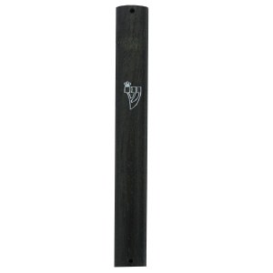 Mezuzah Dark Brown Wood Round Front with Printed Shin