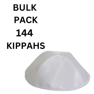 Kippah White Satin with White Trim One Size Fits All Bulk Pack 144 Count