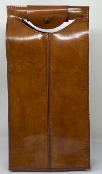 Leather Wine Tote  Saddle Brown