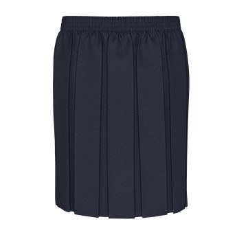 Box Pleat Navy Skirt 3/4