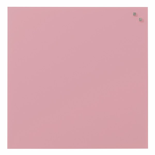 NAGA Magnetic Glass Noticeboard LIGHT PINK 45 x 45cm