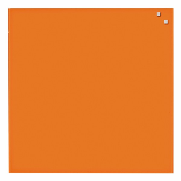 NAGA Magnetic Glass Noticeboard ORANGE 45 x 45cm