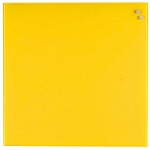 NAGA Magnetic Glass Noticeboard YELLOW 45 x 45cm - Boards Direct