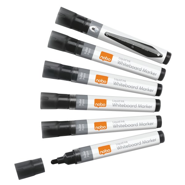 Nobo 1915377 Liquid Ink Drymarkers Black Pack of 10