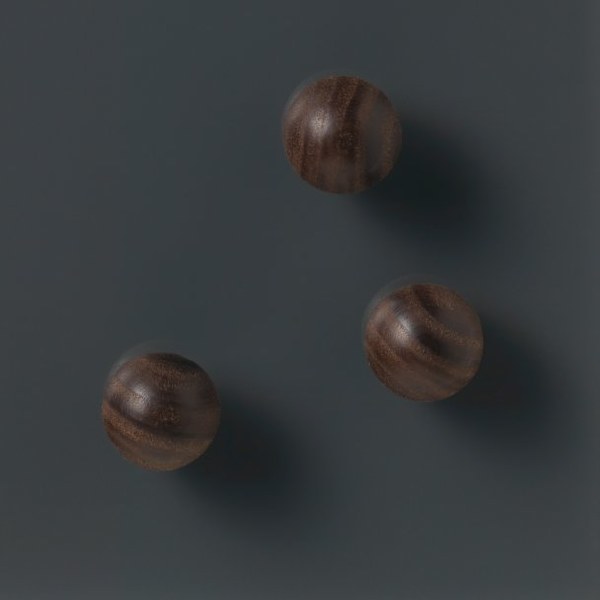 NAGA Sphere Wood Magnets Walnut Pk 3