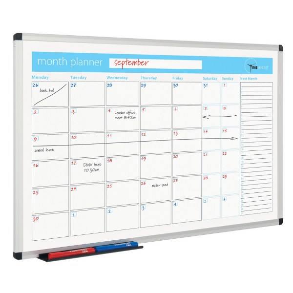 Magnetic Month Planner 600 x 900mm Aluminium Frame