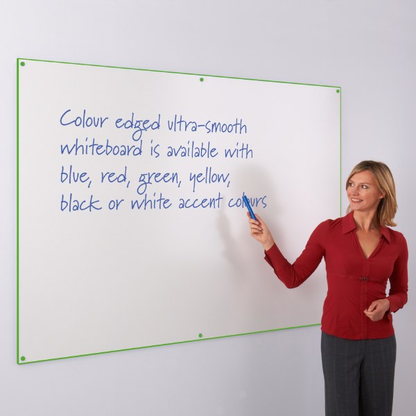 WriteOn Coloured Edge Whiteboard 876 x 1176mm Green Edge