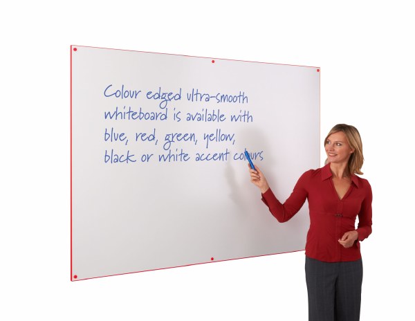 WriteOn Coloured Edge Whiteboard 576 x 876mm Red Edge