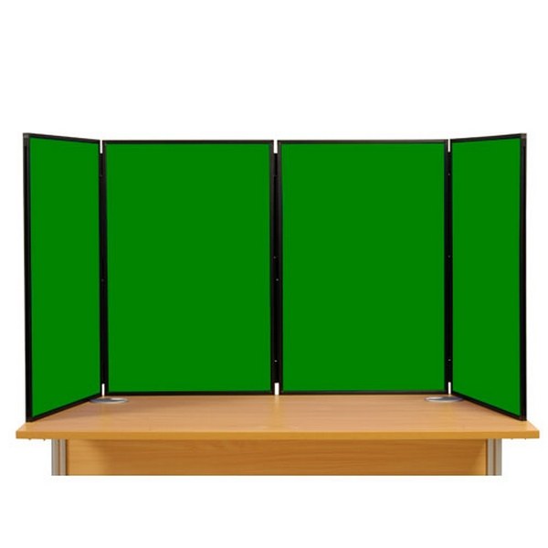 4 Panel Maxi Desk Top Display Stand Black Frame/Green Fabric Boards
