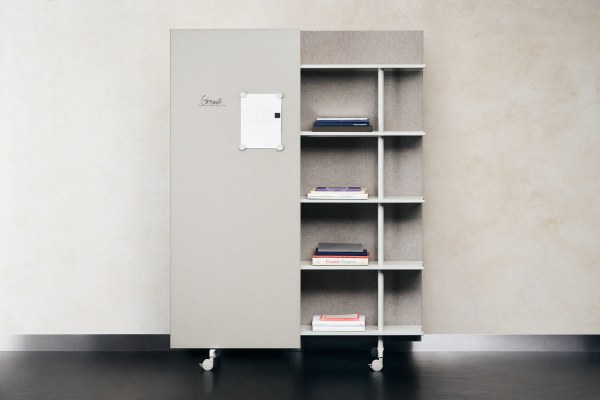 A08 Mobile Shelving Unit with Glass Writing Board
