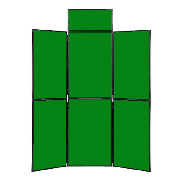 6 Panel Folding Display Stand Black Frame/Green Fabric