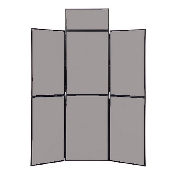 6 Panel Folding Display Stand Black Frame/Grey Fabric