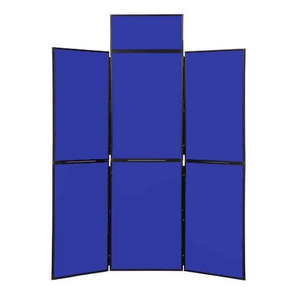 6 Panel Folding Display Stand Black Frame/Royal Fabric