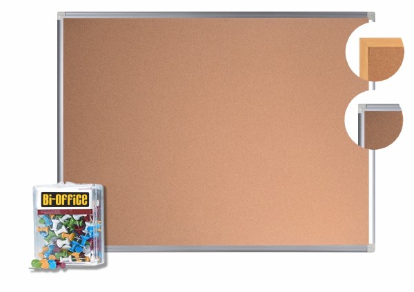 Bi-Office Cork Noticeboard and Pins