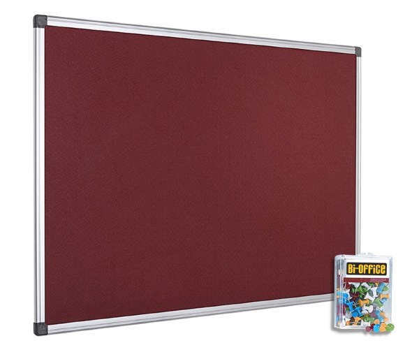Bi-Office 900x600mm Burgundy Felt Noticeboard and Pins