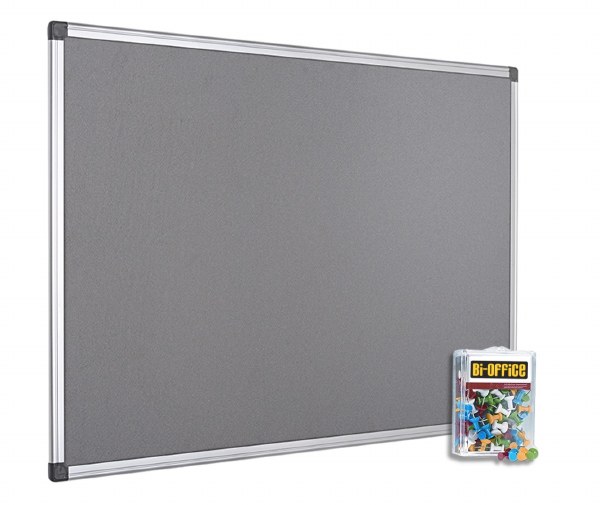 Bi-Office 1800x1200mm Grey Felt Noticeboard and Pins