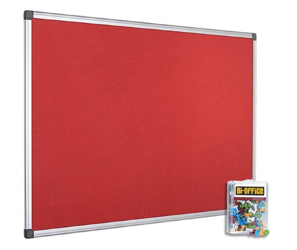 Bi-Office 1800x1200mm Red Felt Noticeboard and Pins