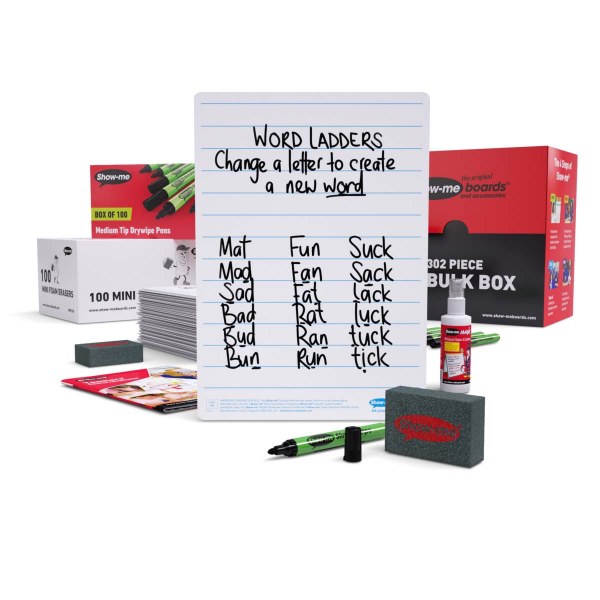 Show-me Original A4 Whiteboards Lined Bulk Pack of 100