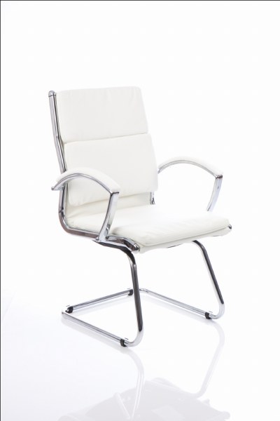 Classic Executive Leather Visitor Chair White