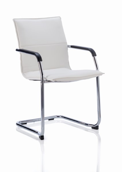 Echo II White Leather Visitor Chair