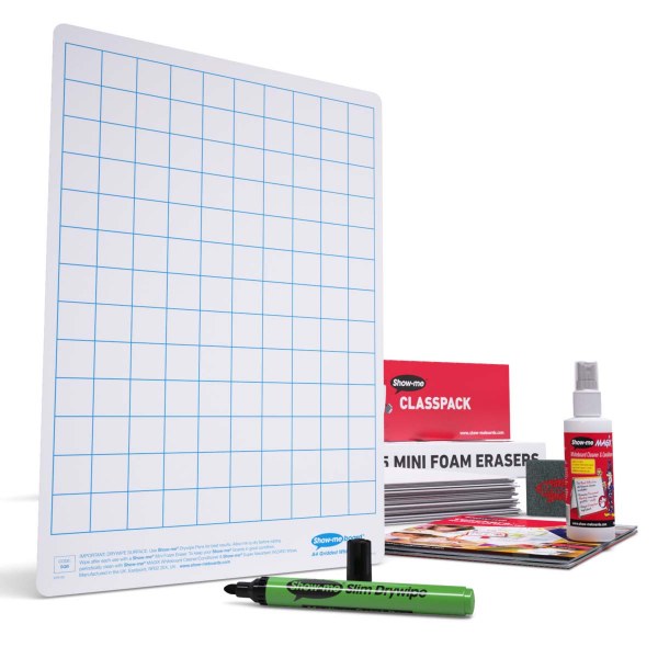 Show-me Original A4 Whiteboards Gridded Class Pack of 35
