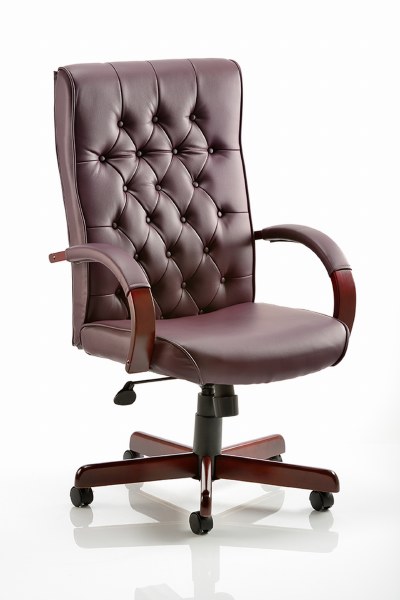 Chesterfield Traditional Leather Armchair Burgundy