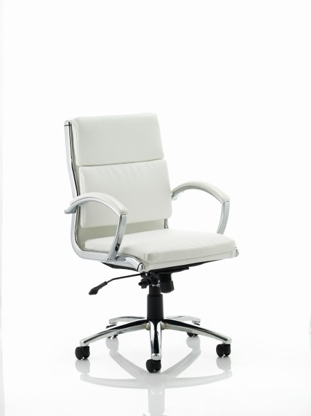 Classic Executive Leather Chair White Medium Back