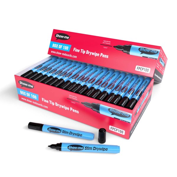 Show-me Slim Barrel Drywipe Pens - Black