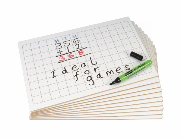 Show-me MDF Rigid A4 Whiteboards Gridded Pack of 30