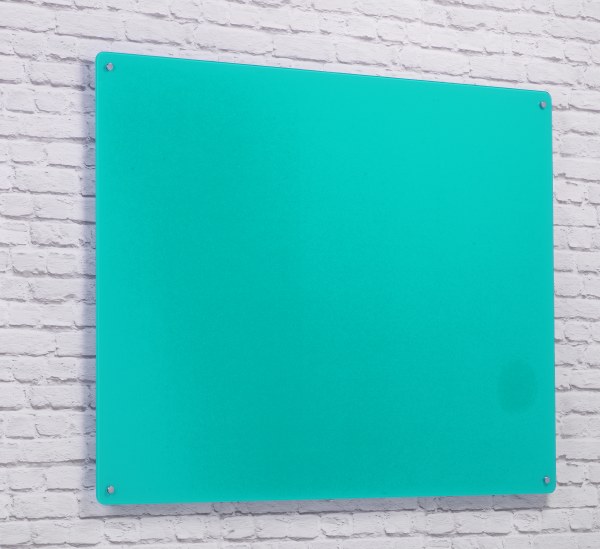 Wall Mounted Glass Board 900 x 600mm Turquoise