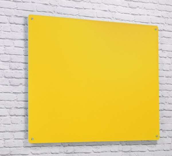Wall Mounted Glass Board 600 x 450mm Yellow