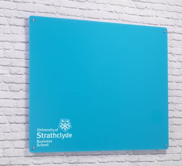 Magnetic Glass Board with your Logo 1000 x 650mm Sky