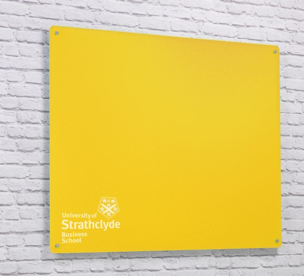Magnetic Glass Board with your Logo 600 x 450mm Yellow