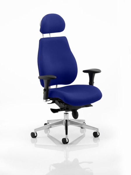Chiro Plus 'Ergo' Posture Chair with Arms and Headrest Stevia Blue