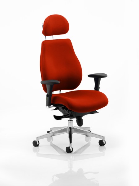 Chiro Plus 'Ergo' Posture Chair with Arms and Headrest Tabasco Red