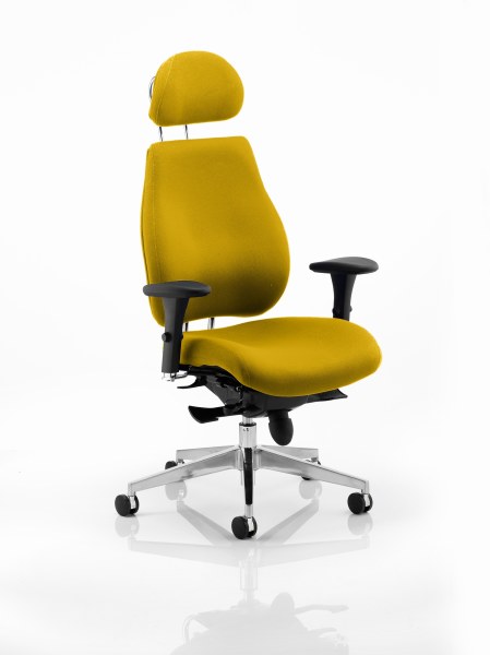 Chiro Plus 'Ergo' Posture Chair with Arms and Headrest Senna Yelllow