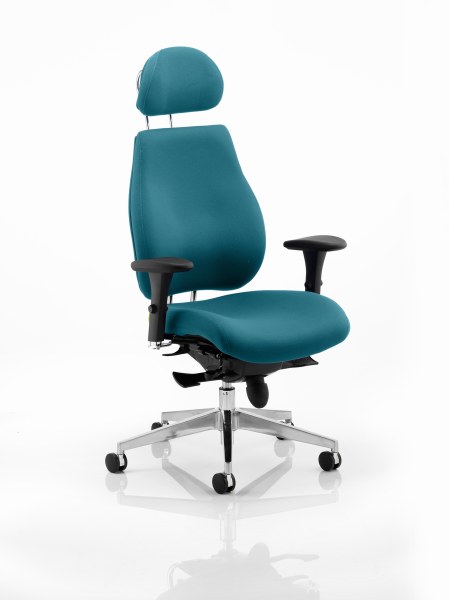 Chiro Plus 'Ergo' Posture Chair with Arms and Headrest Maringa Teal
