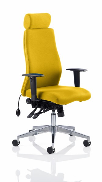 Onyx Posture Chair with Headrest Senna Yelllow Fabric